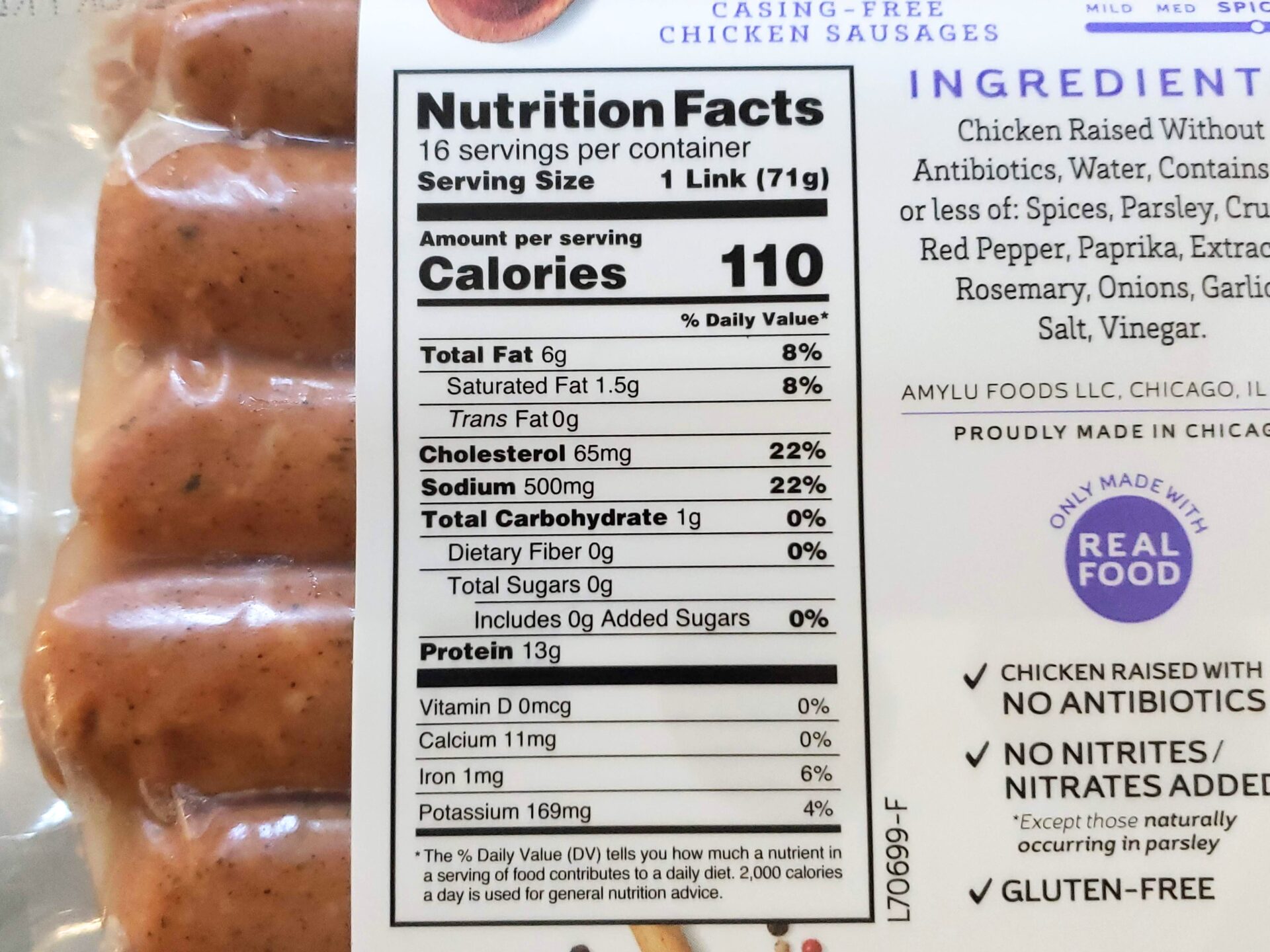 costco sausage nutrition