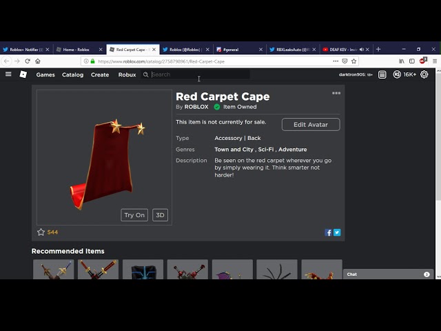 roblox how to get red carpet cape