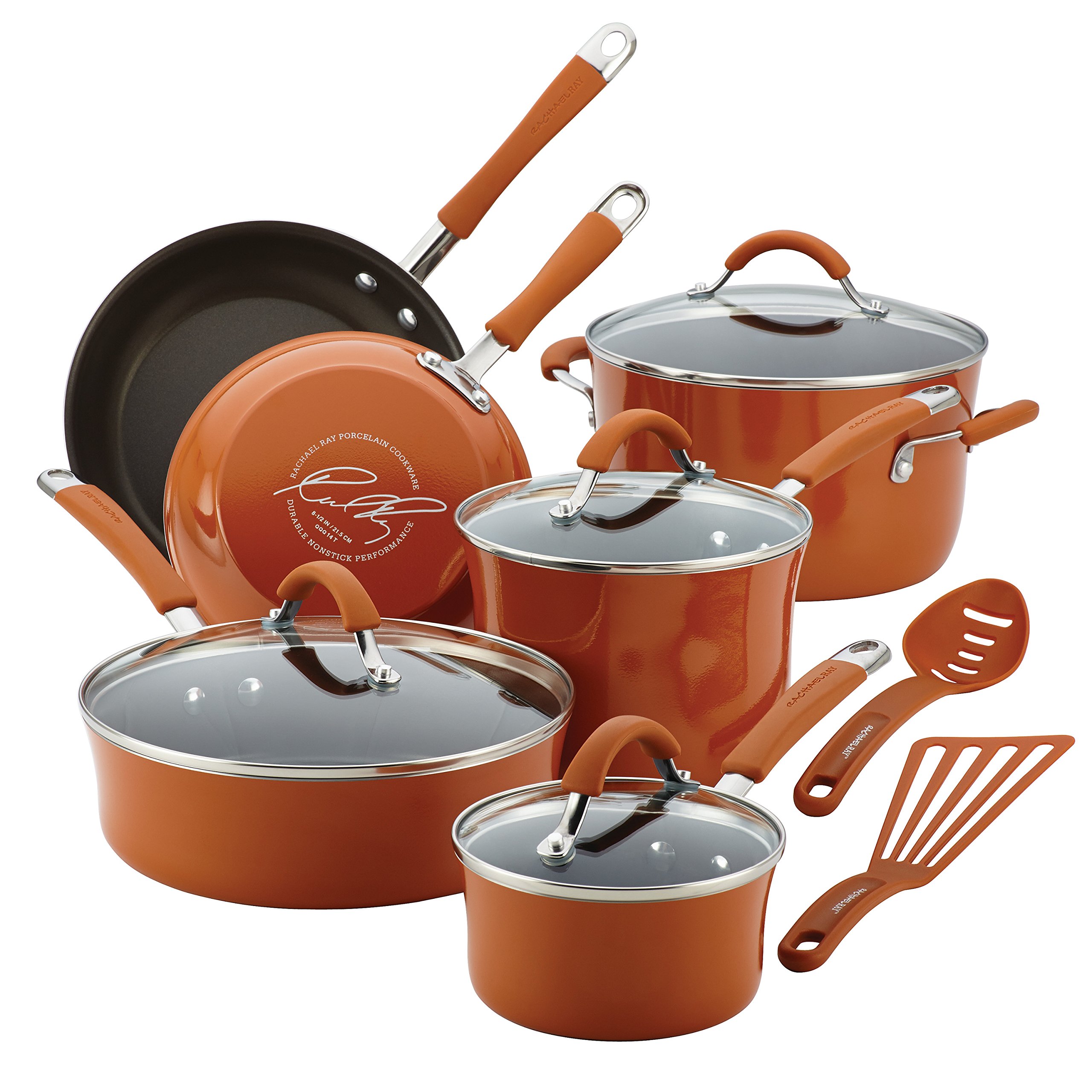 rachael ray pots and pans orange