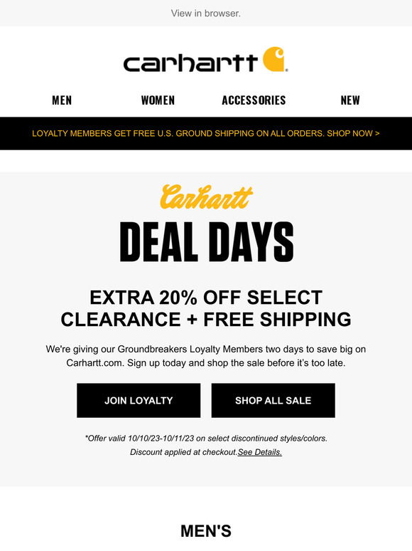 carhartt free shipping coupon