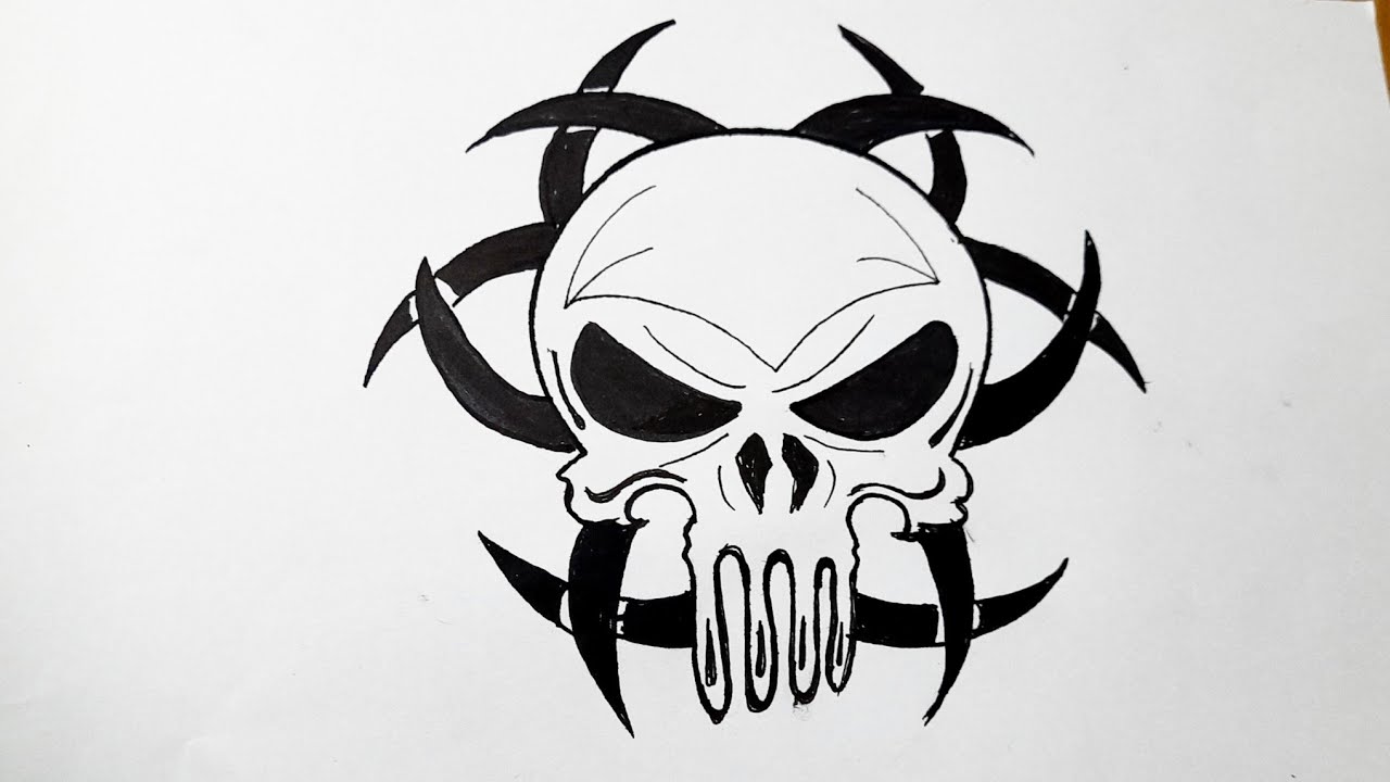 skull tattoo draw