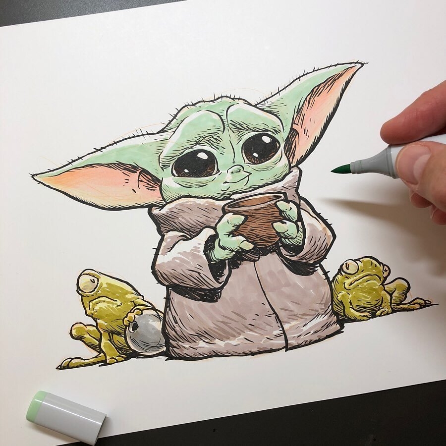 baby yoda drawing