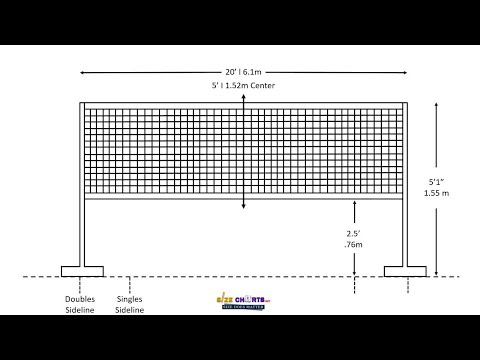 badminton net height and width