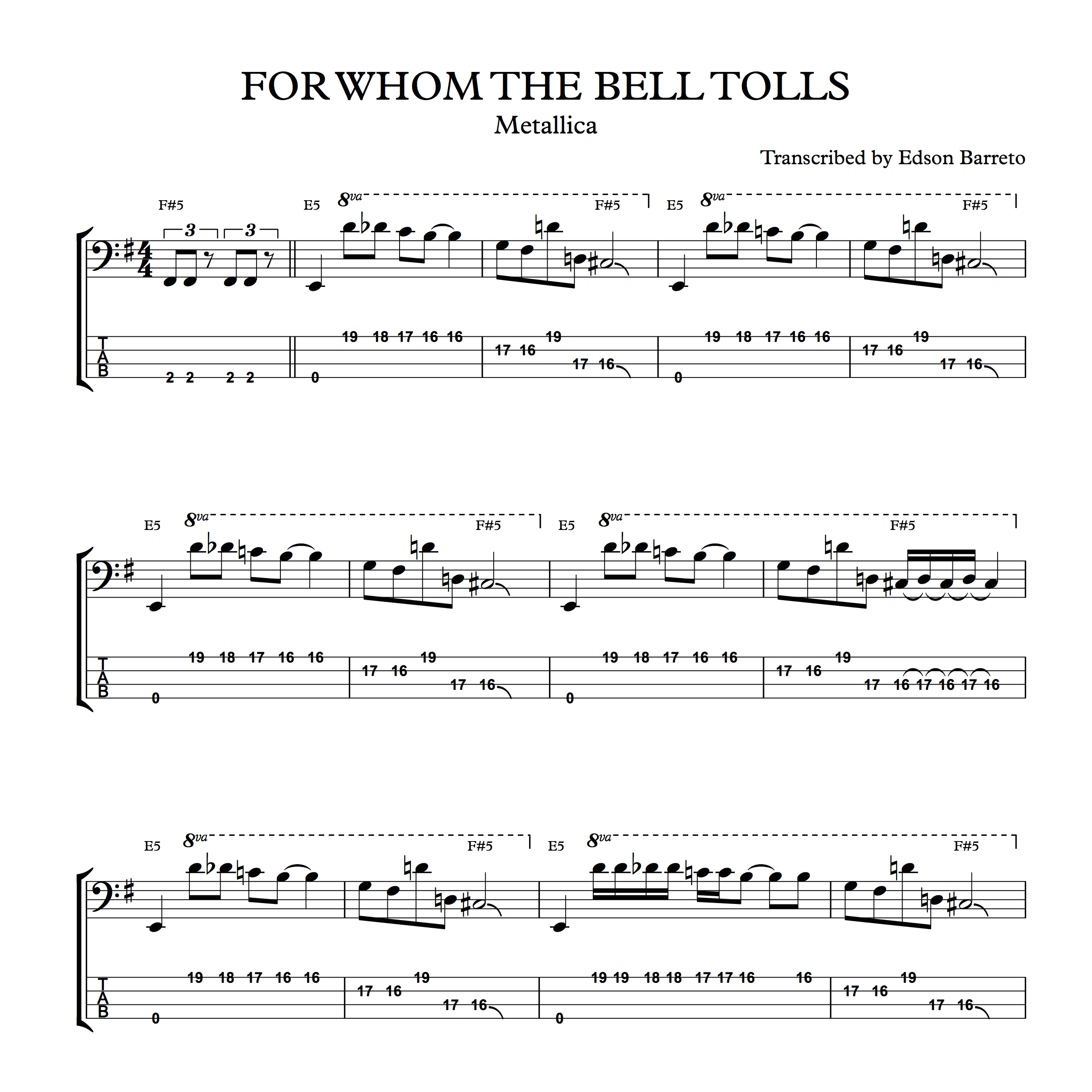 bass tab for whom the bell tolls