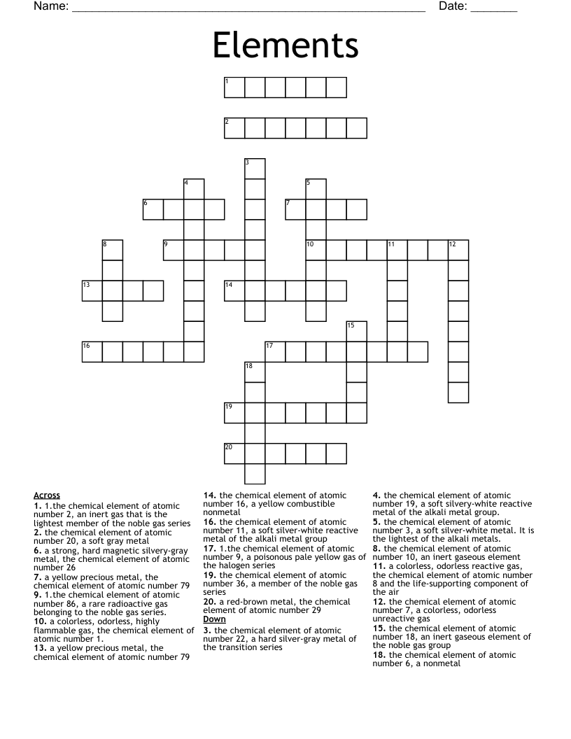 present as the main element crossword