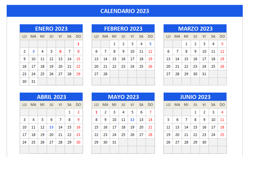 calendario editable 2023 excel