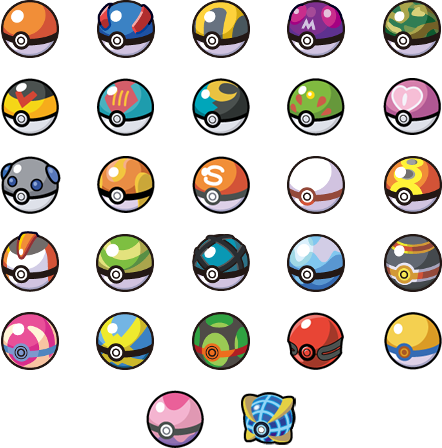 list of pokeballs with pictures