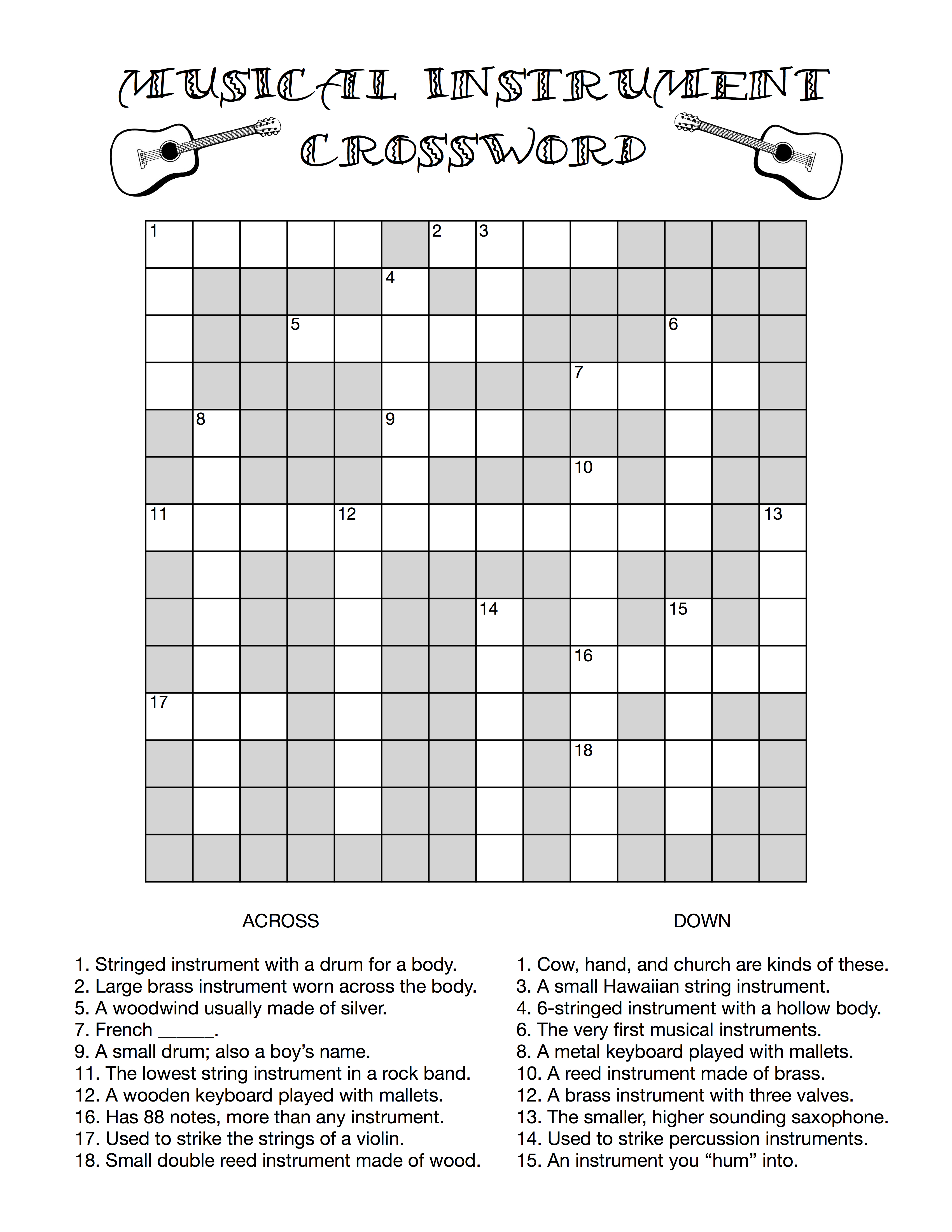 big wind instrument crossword