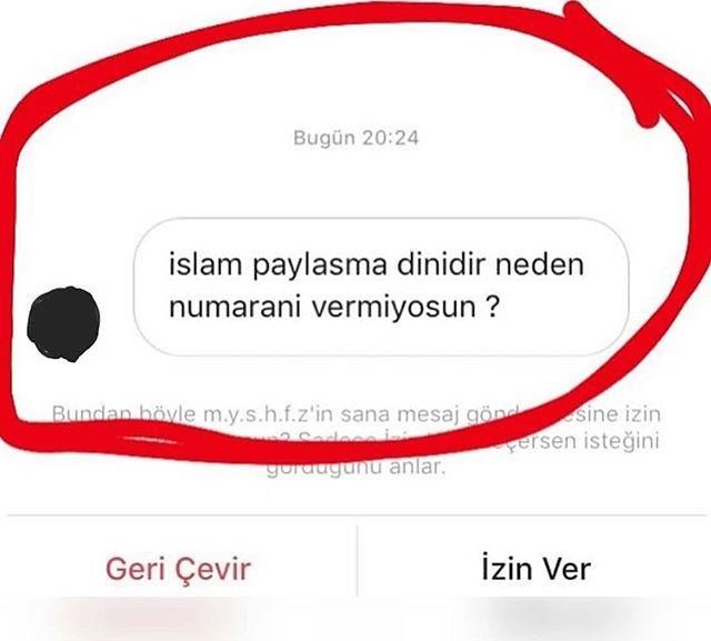 bir erkek numarasını veriyorsa