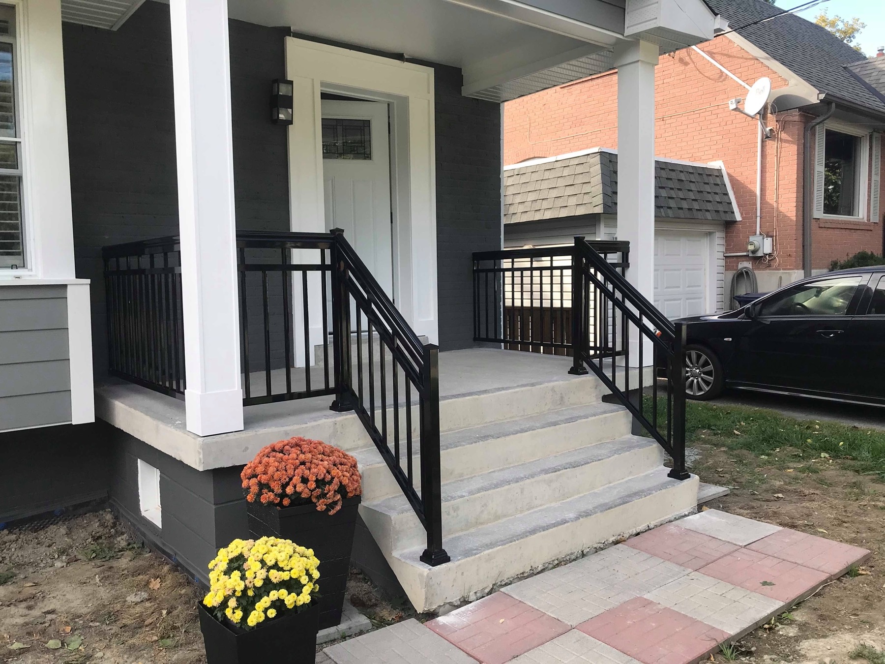 black front porch railing