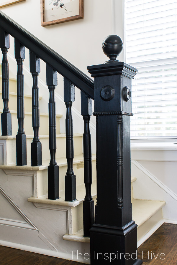 black staircase handrail