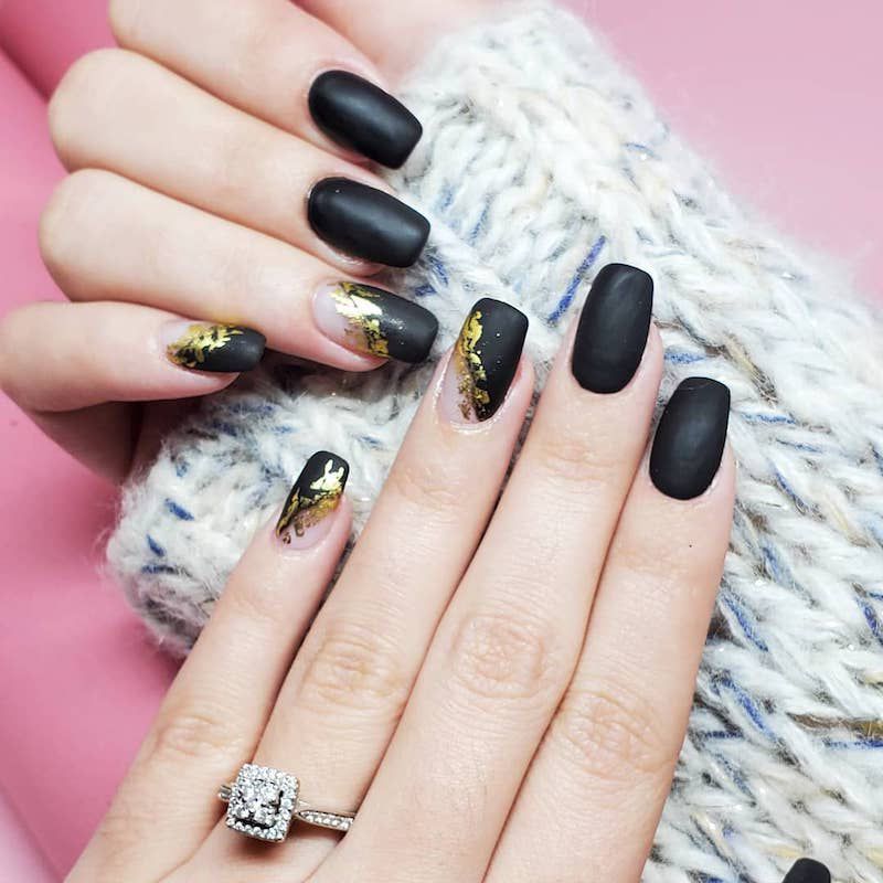 black with gold nails