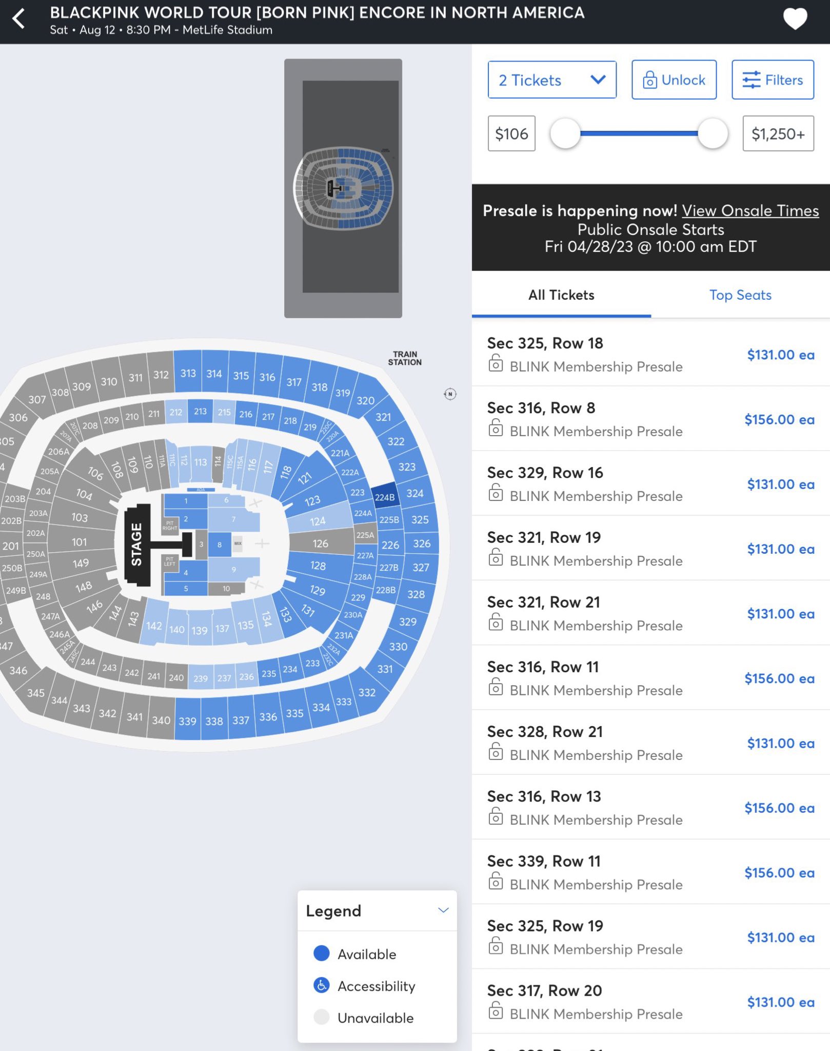 blackpink concert ticket price range