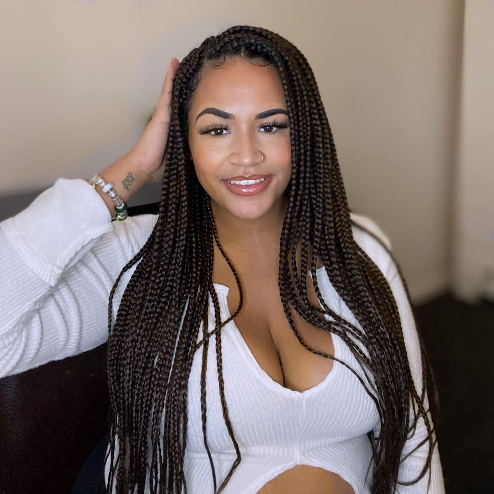 box braids black and brown