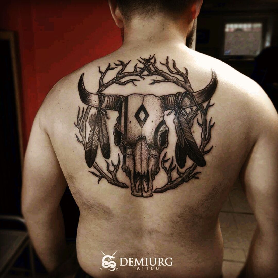 buffalo skull tattoo