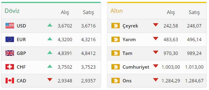 bugün serbest piyasada döviz kurları