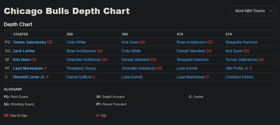 bulls depth chart