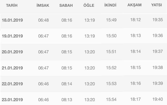 bursa ikindi namazı kaçta okunuyor