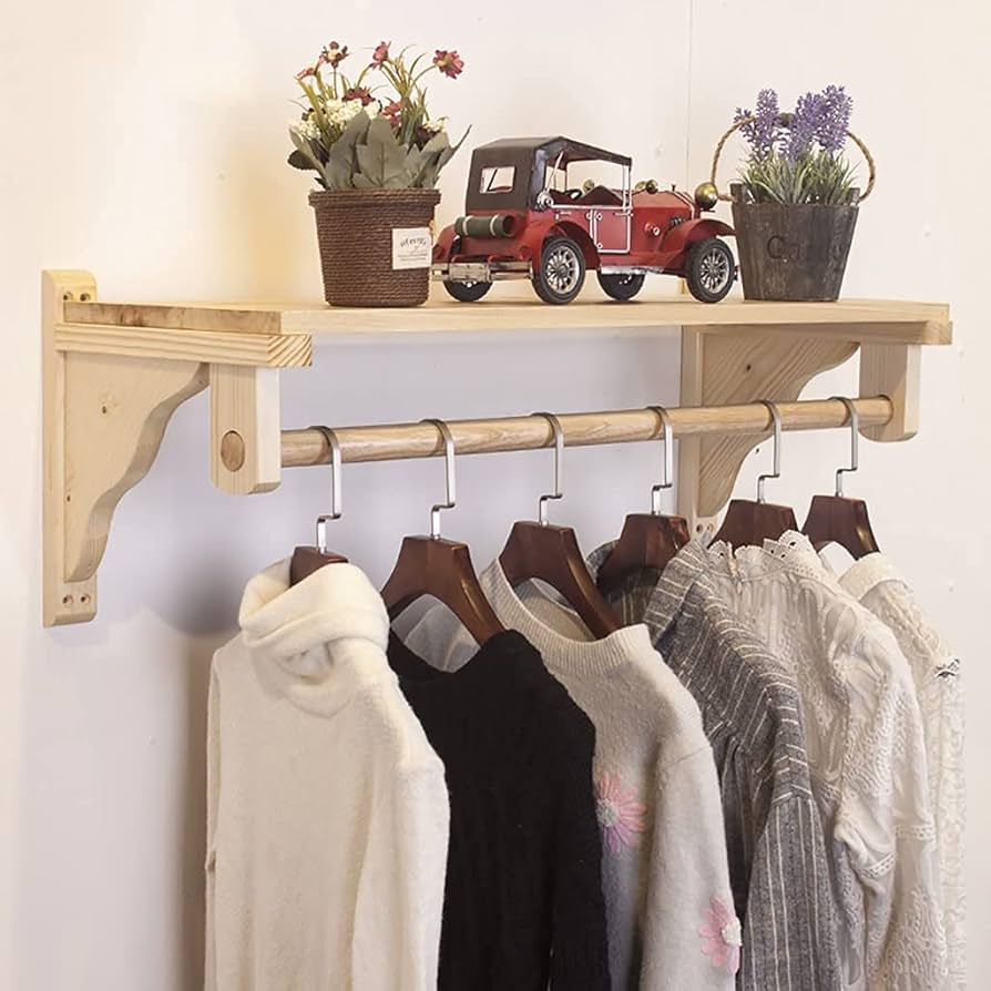 wall mounted clothes rail with shelf