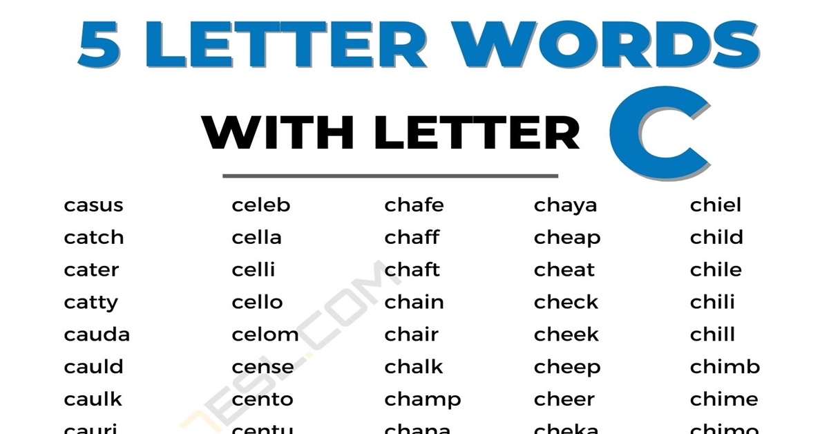 five letter words ending in c