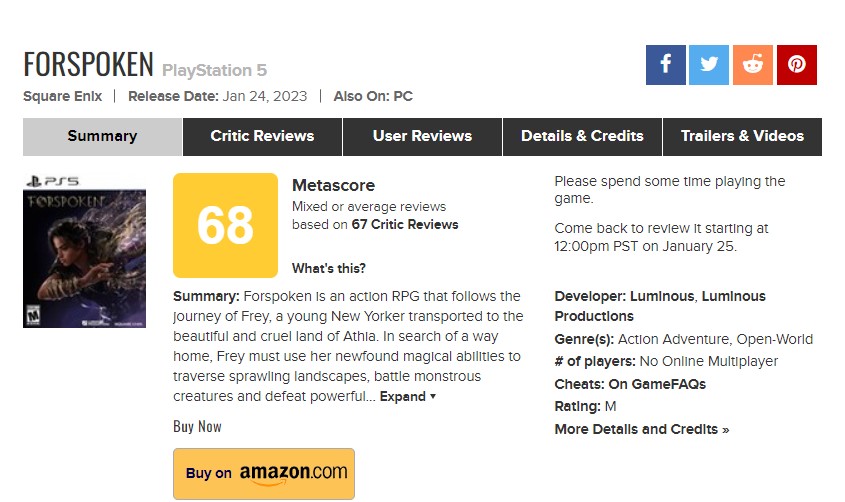 forspoken metacritic