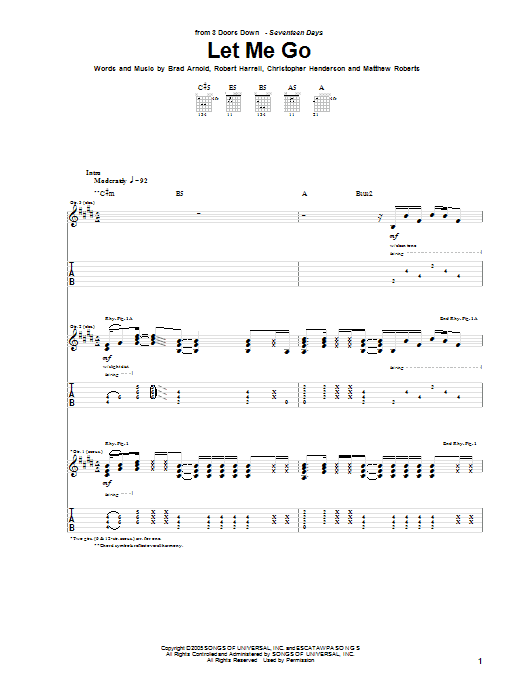 let me go 3 doors down chords