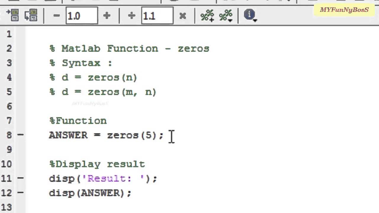 zeros matlab