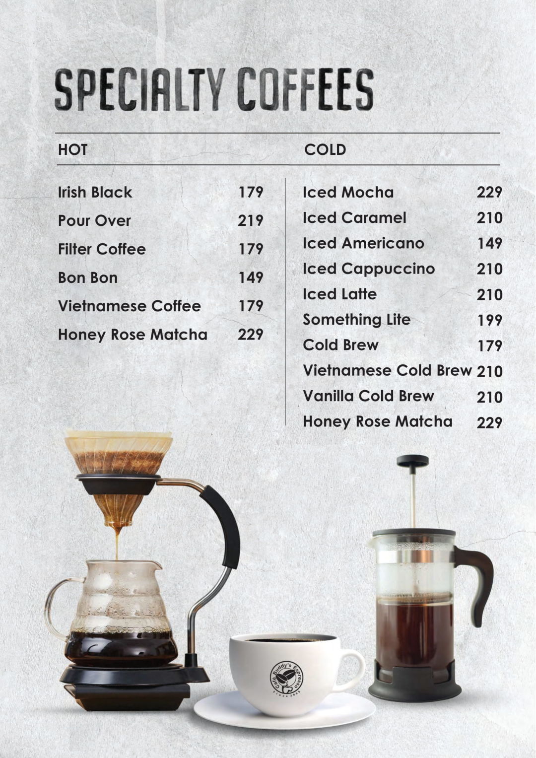 cafe buddys espresso menu