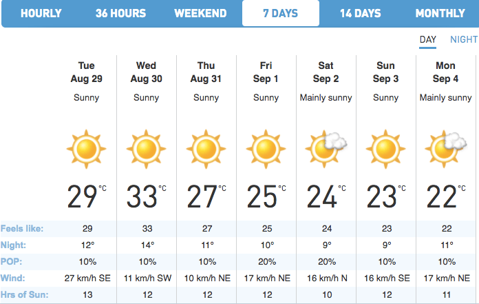 calgary hourly weather