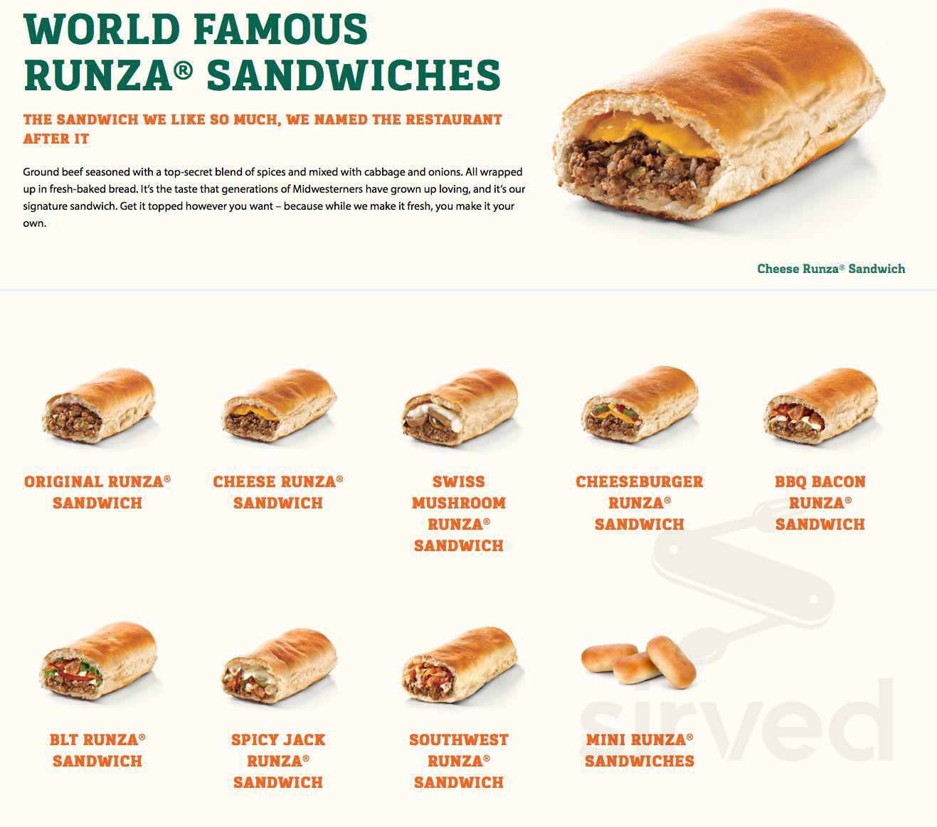 calories in a runza