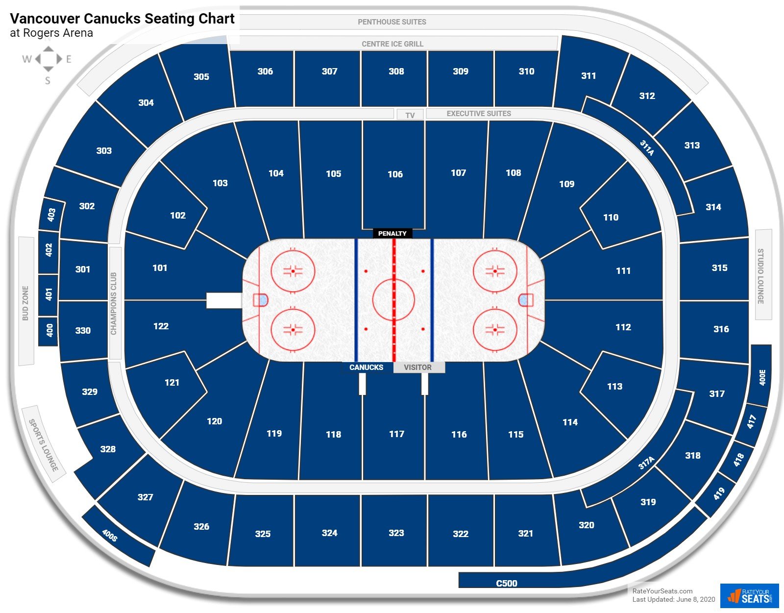 canucks arena seating map