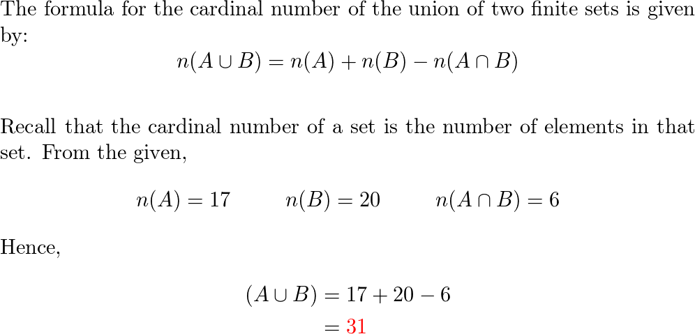 cardinal number formula