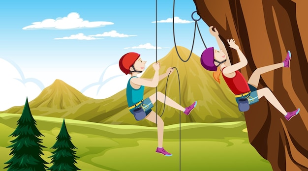 cartoon rock climbing