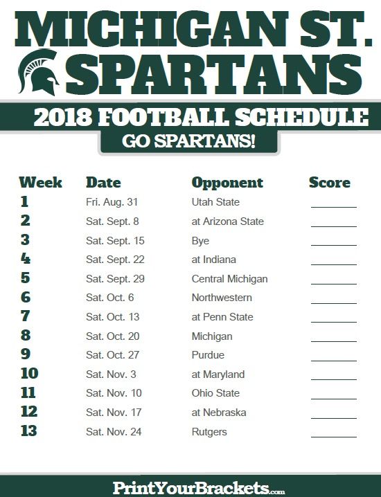 msu spartans 2018 football schedule