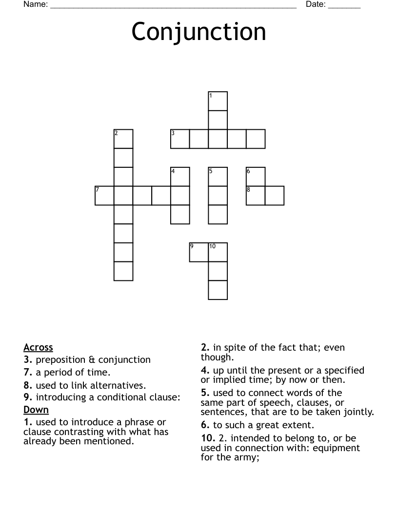 crossword clue conjunction