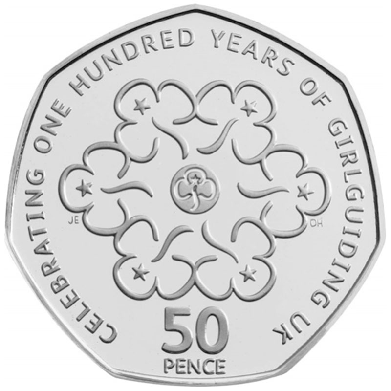 celebrating one hundred years of girlguiding 50p coin