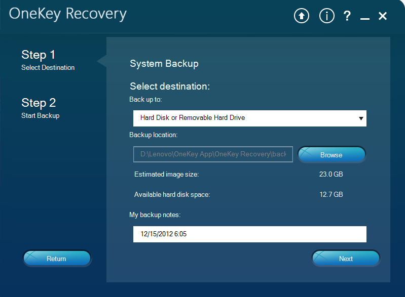 one key recovery lenovo