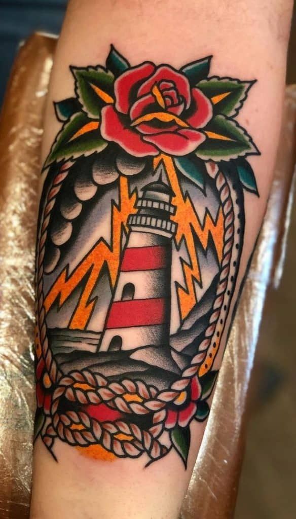 traditional lighthouse tattoo
