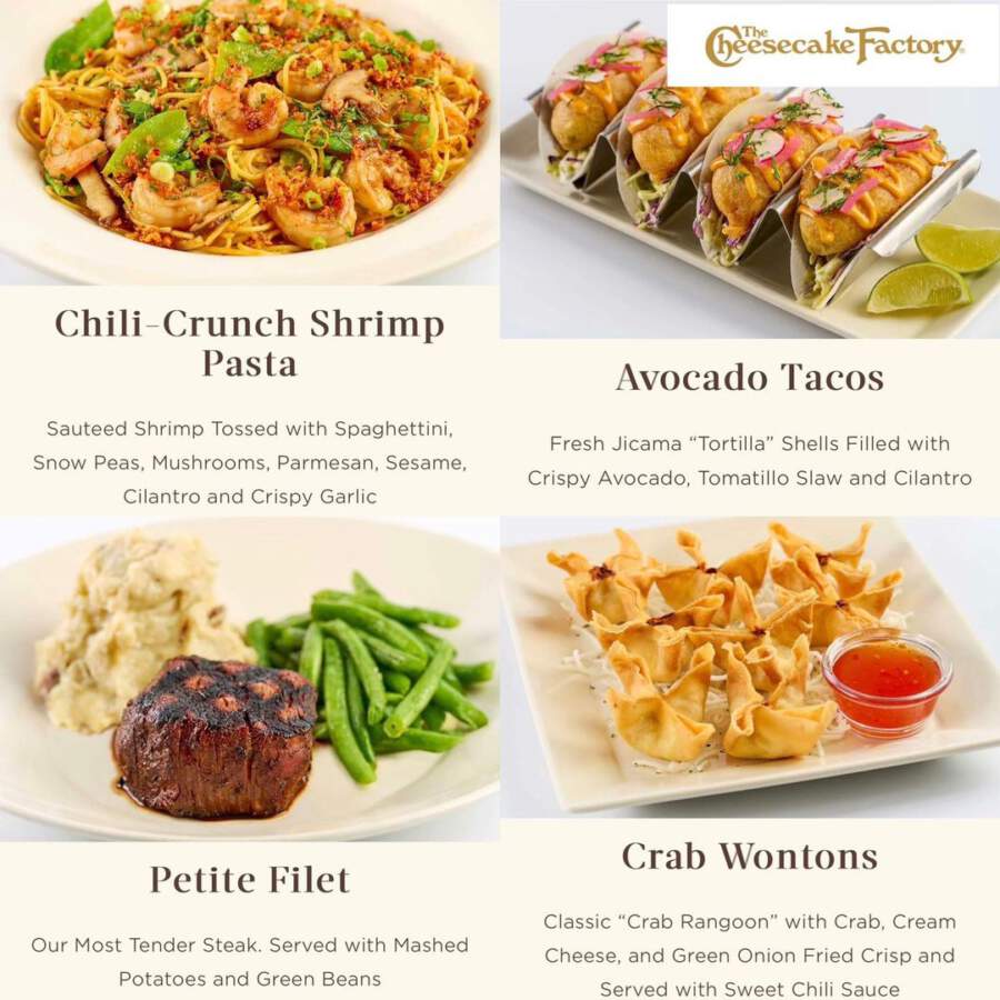 cheesecake factory menu