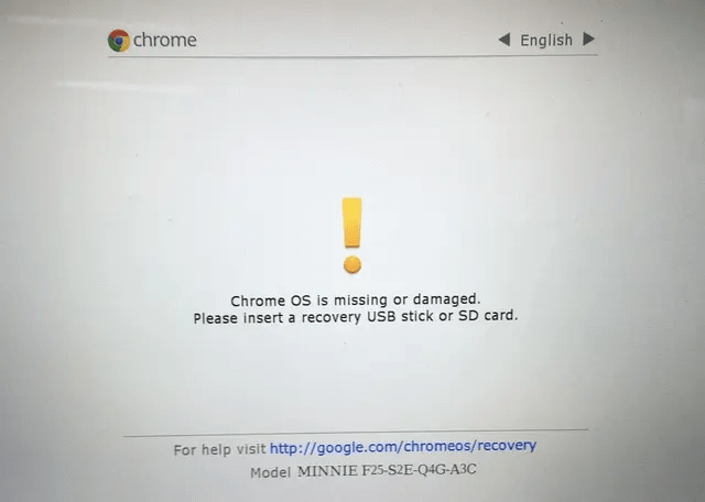chrome os is damaged or missing