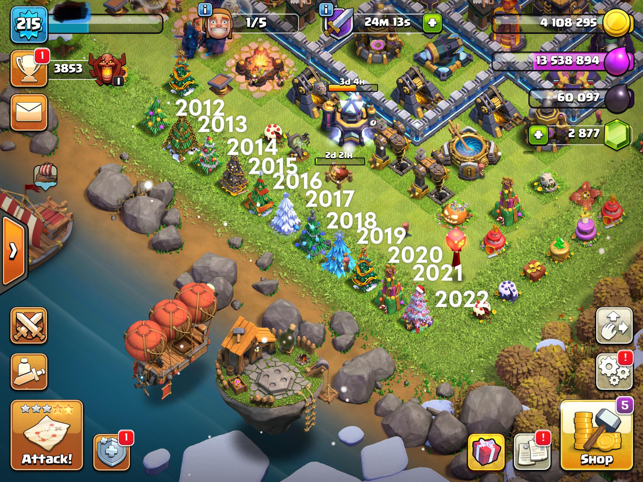 clash of clans christmas trees