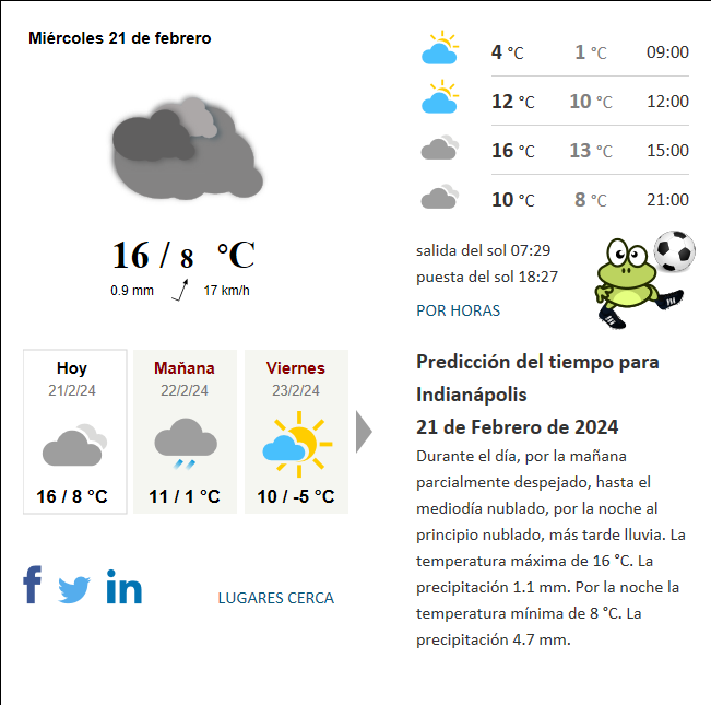 clima de 10 días para indianápolis