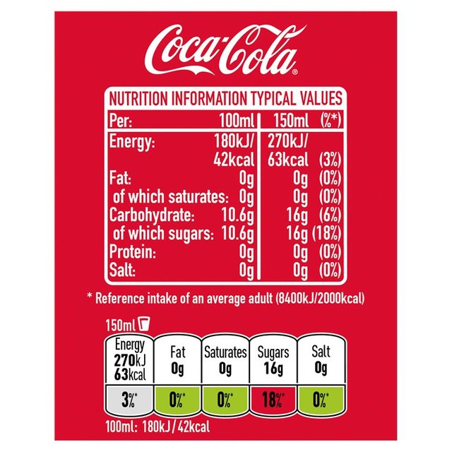 coke calories per 100ml