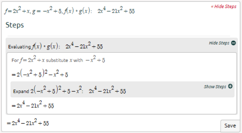 composition calculator functions