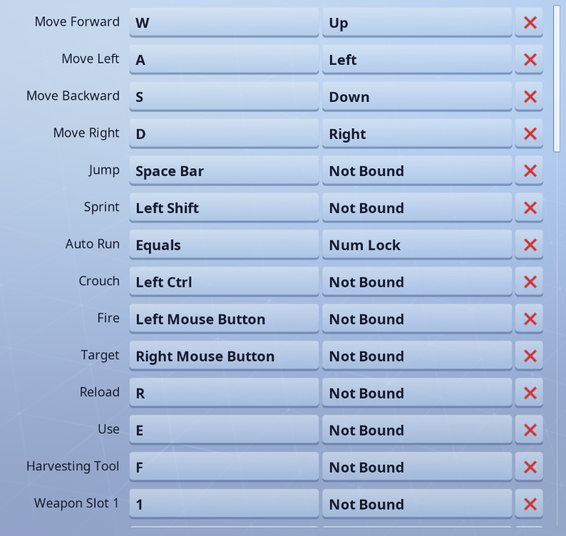 controls for pc fortnite