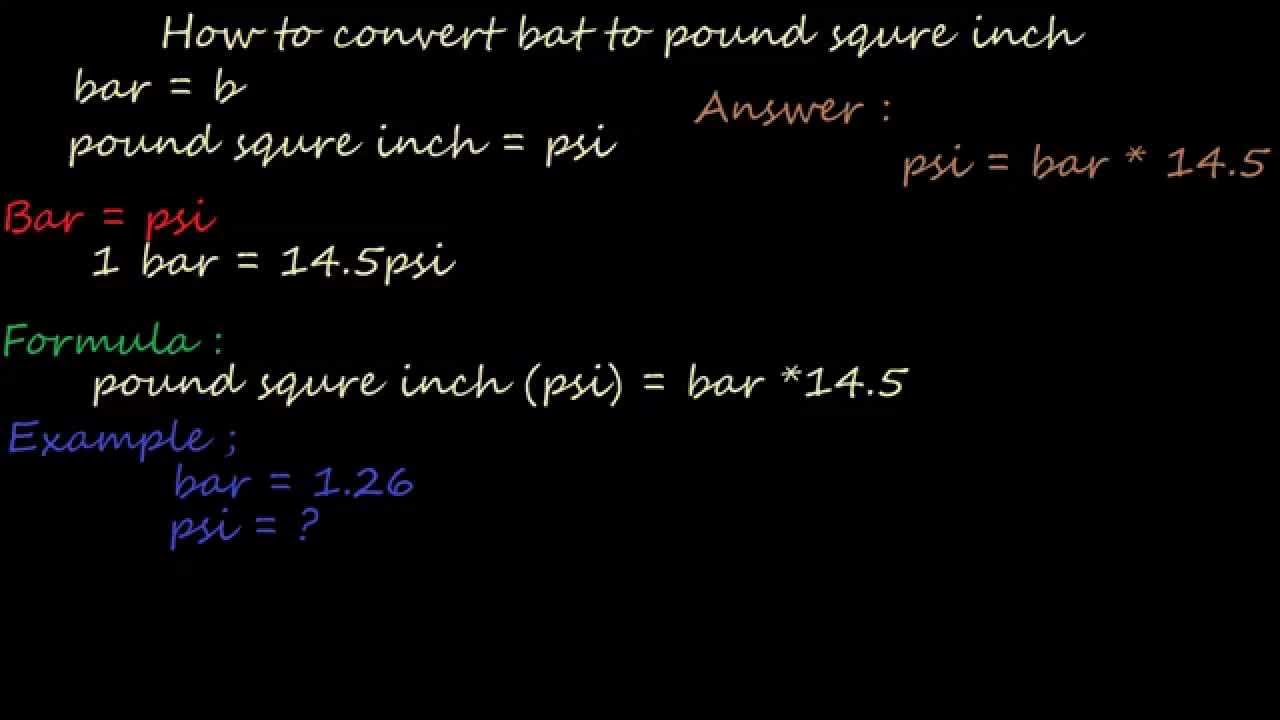 convert bar to psi