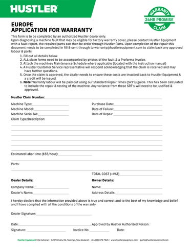 cricket warranty claim form