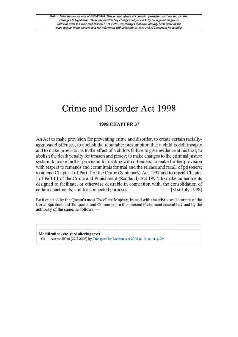 crime & disorder act 1998