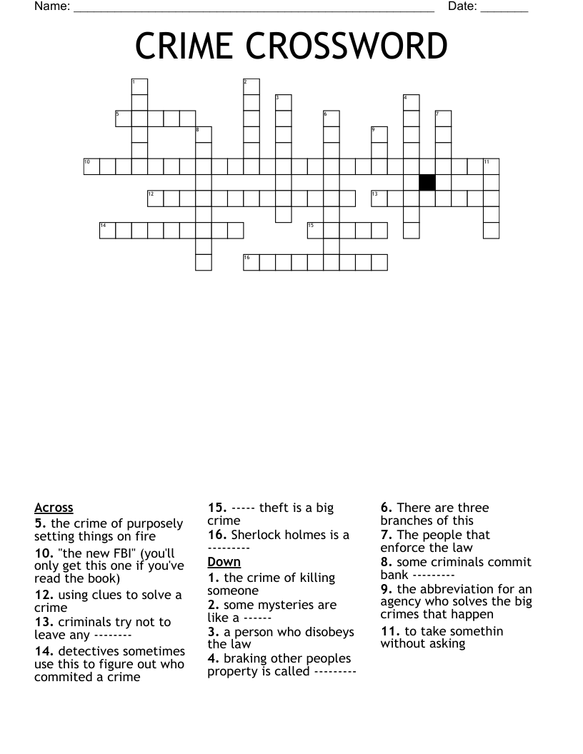 crime crossword clue