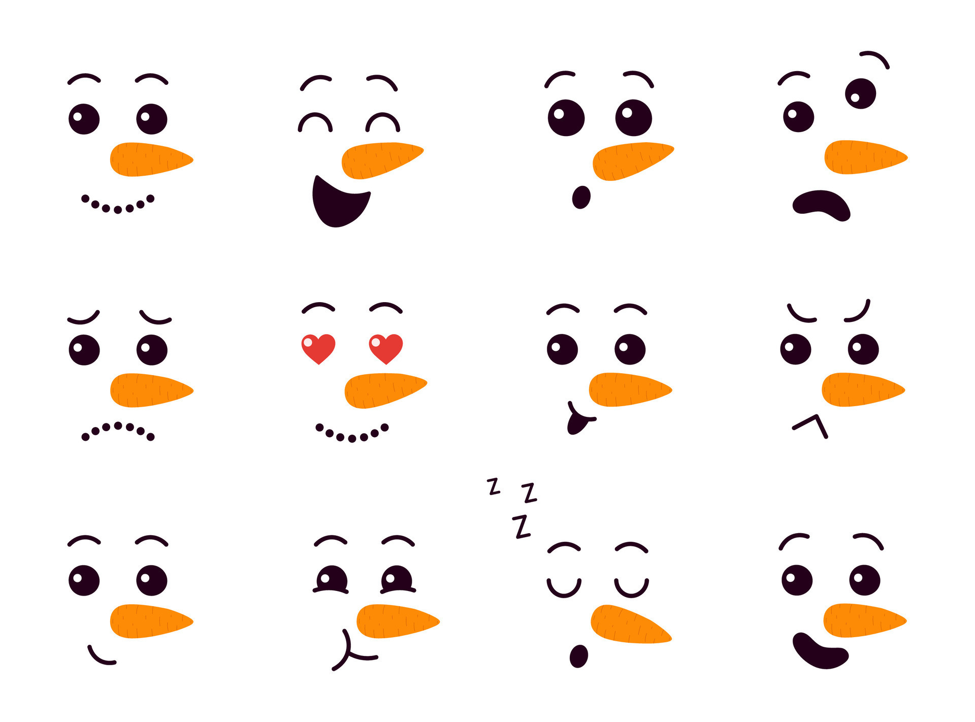 cute snowman faces